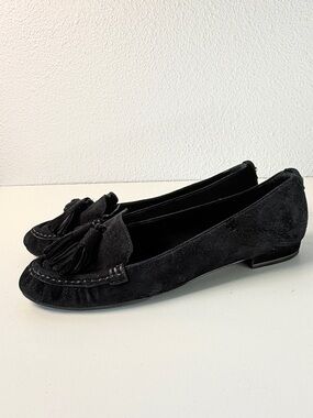 Kate Spade Black Suede Tassel Loafers Flats Size 8 comfort business casual